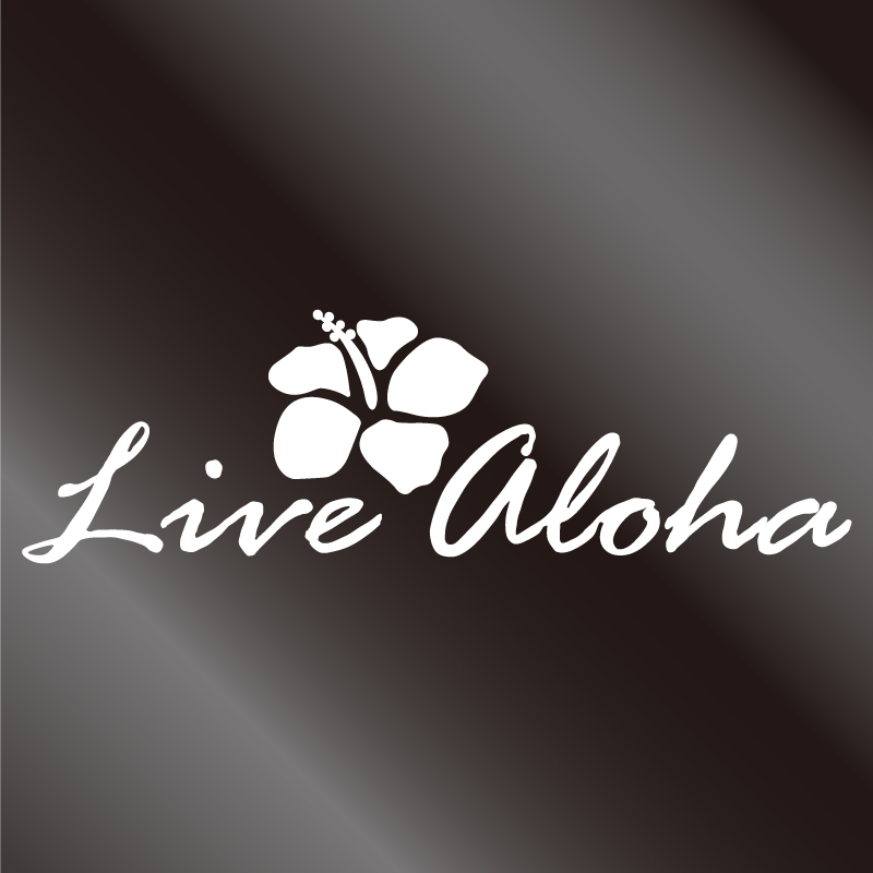 nc-smile ハワイアン ステッカー Live aloha ハイビスカス アロハ スピリット (ホワイト)