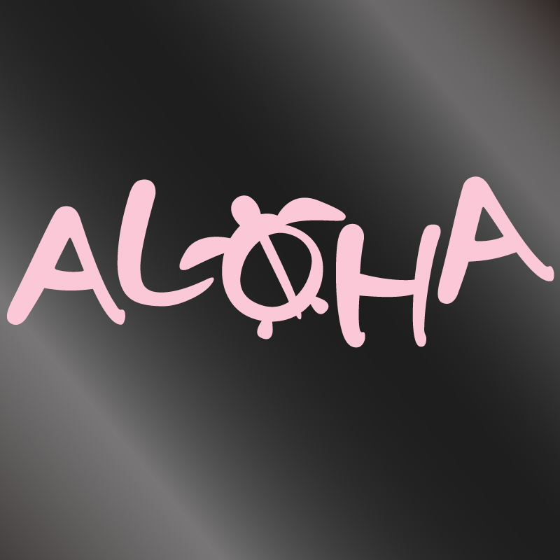 nc-smile ハワイアンステッカー ホヌ ALOHA サーモンピンク